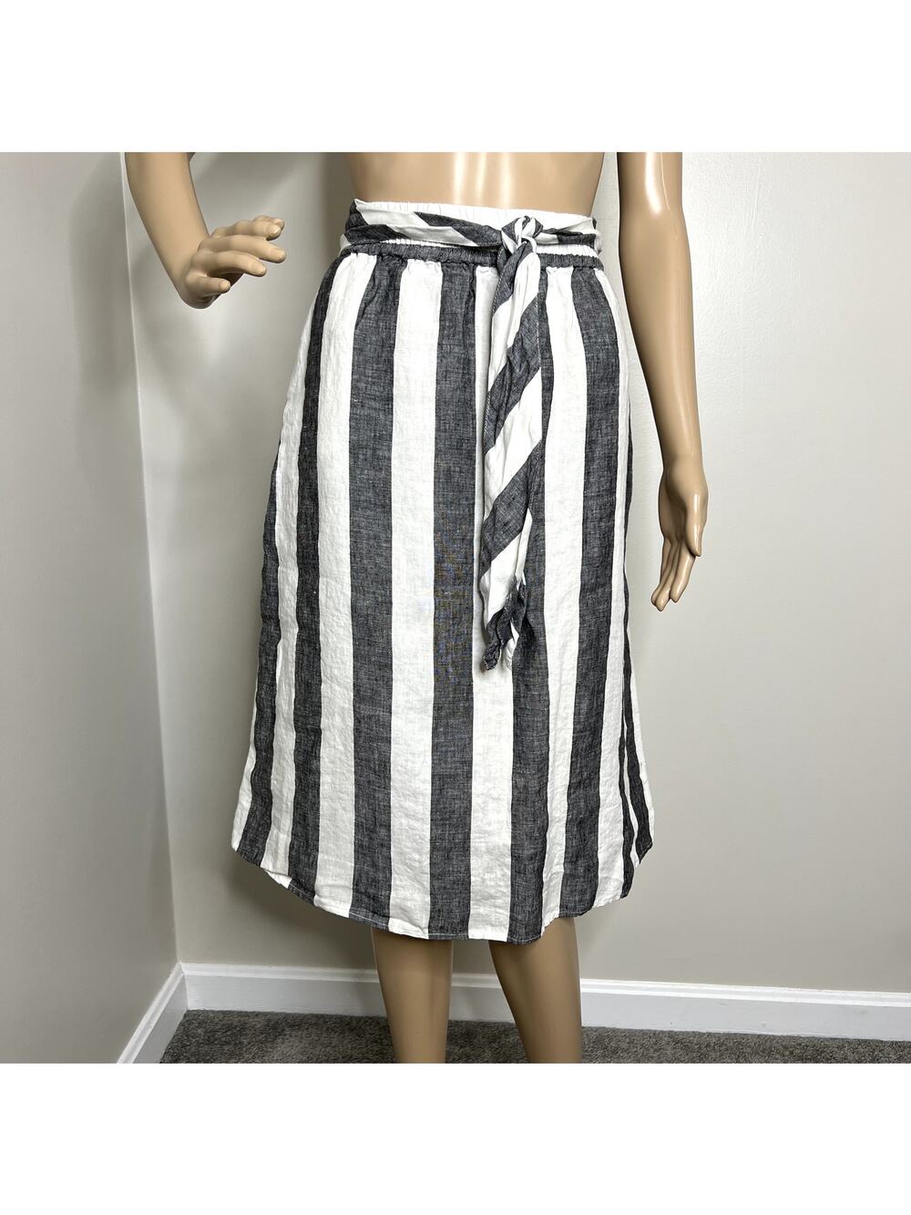 Catherine Malandrino Striped Linen Skirt